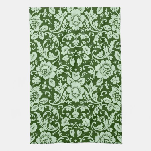 旧式な花のダマスク織 キッチンタオル (縦)