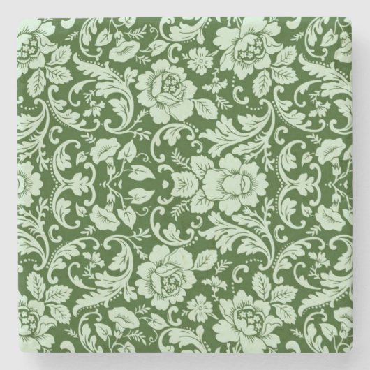 旧式な花のダマスク織 ストーンコースター (正面)