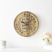 旧式な護符/海賊宝物地図の羊皮紙 ラージ壁時計 (ホーム)