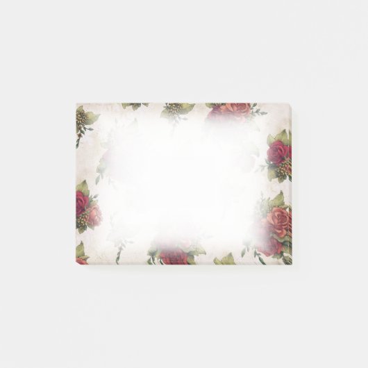 旧式な赤いバラの壁紙 ポストイット (正面)