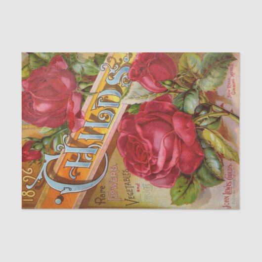 旧式な赤いバラカタログ10" X 15"ティッシュペーパー 薄葉紙 (正面)