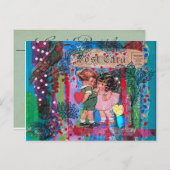 旧式な郵便はがきのヴィンテージのバレンタインデーの子供 シーズンポストカード (正面/裏面)