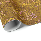 旧式な金ゴールドのはすの花パターン ラッピングペーパー (ロールコーナー)