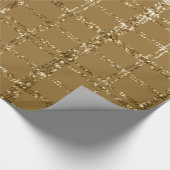 旧式な金ゴールドのグリッターの格子縞02 ラッピングペーパー (角)