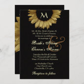 旧式な金ゴールドはヒマワリの結婚式を着色しました 招待状 (正面/裏面)