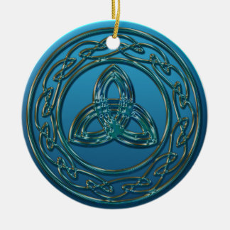旧式な金属の青緑のケルト族の三位一体の結び目 セラミックオーナメント