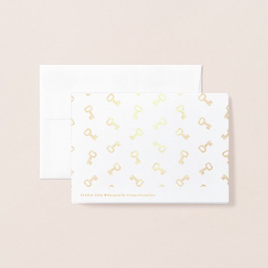 旧式な鍵のプリントパターンレトロの芸術のデザインの黒 箔カード (裏面封筒付き)