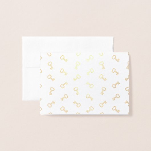 旧式な鍵のプリントパターンレトロの芸術のデザインの黒 箔カード (封筒付き正面)