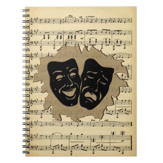 旧式な音楽および劇場のマスク ノートブック (正面)