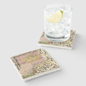 旧式な音楽フランスのな金ゴールドの王冠のコラージュ ストーンコースター (横)