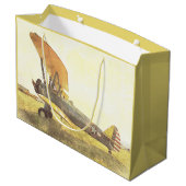 旧式な飛行機の複葉機 ラージペーパーバッグ (裏面アングル)