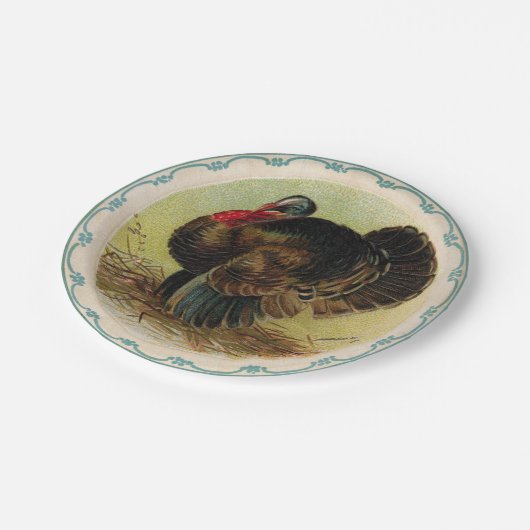 旧式なClapsaddleの感謝祭の夕食の紙皿 ペーパープレート (アングル)