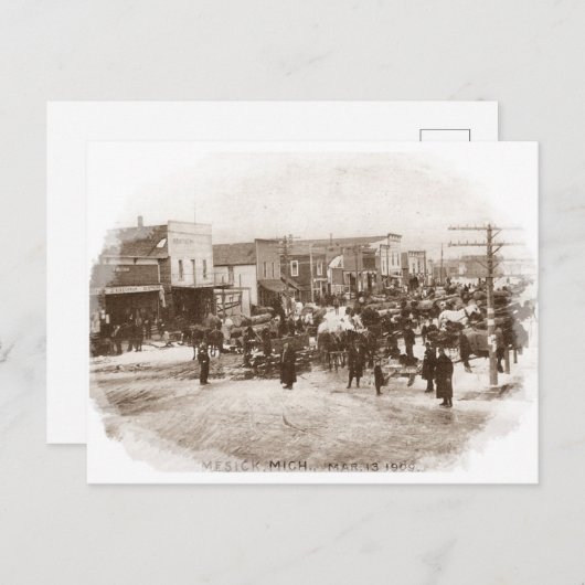 旧式なMesick Mich MIの通りの眺めの~ 1909年 シーズンポストカード (正面/裏面)