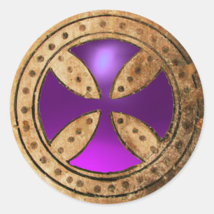 旧式なTEMPLARの十字の紫色の紫色の宝石 ラウンドシール