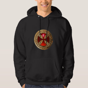 旧式なTEMPLARの十字の赤いルビー色の宝石 パーカ
