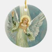 旧式のクリスマスの天使グロリア セラミックオーナメント (裏面)