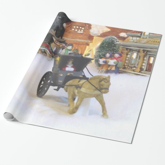 "旧式のクリスマスの村"の包装紙 ラッピングペーパー (アンロールド)