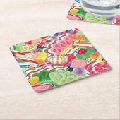 旧式のクリスマスキャンデーのコースター スクエアペーパーコースター (アングル)