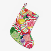旧式のクリスマスキャンデーのストッキング スモールクリスマスストッキング (正面 (吊り時))
