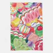 旧式のクリスマスキャンデーの時計 キッチンタオル (縦)