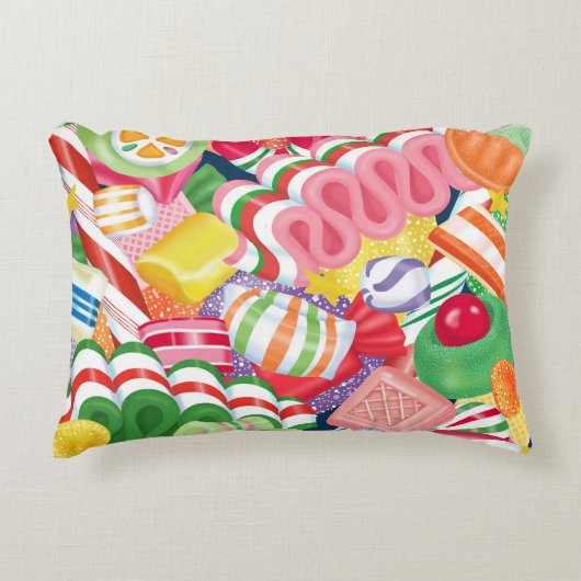 旧式のクリスマスキャンデーの枕 アクセントクッション (正面)