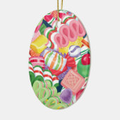 旧式のクリスマスキャンデー セラミックオーナメント (左)