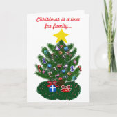 旧式のクリスマスツリー家族の時間カード シーズンカード (正面)