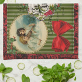 旧式のクリスマス キッチンタオル (折り畳み)