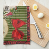 旧式のクリスマス キッチンタオル (四つ折り)