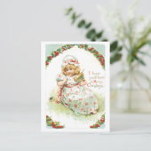 旧式のクリスマス、女の子 シーズンポストカード (スタンド正面)