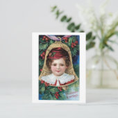 旧式のクリスマス、女の子 シーズンポストカード (スタンド正面)