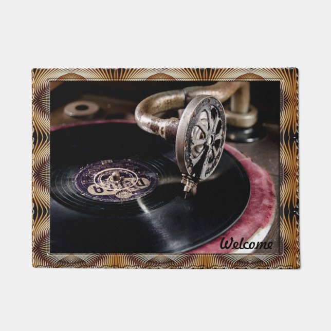 旧式のターンテーブルの玄関マット ドアマット (正面)