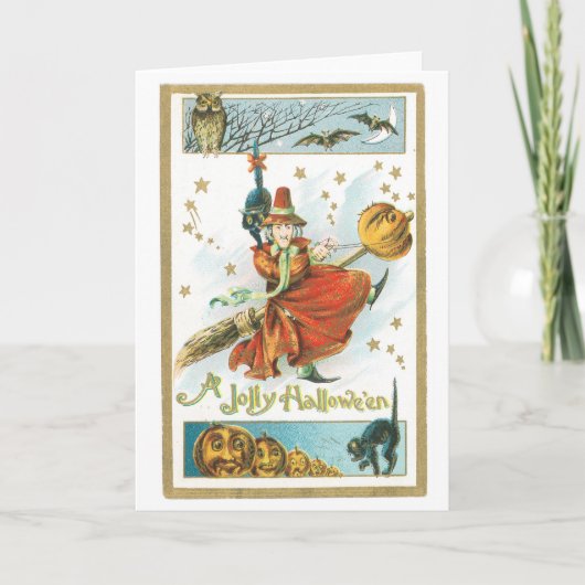 旧式のハロウィンの魔法使い カード (正面)