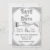 旧式のビクトリア時代の人の保存日付 招待状 (正面)