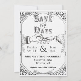 旧式のビクトリア時代の人の保存日付 招待状