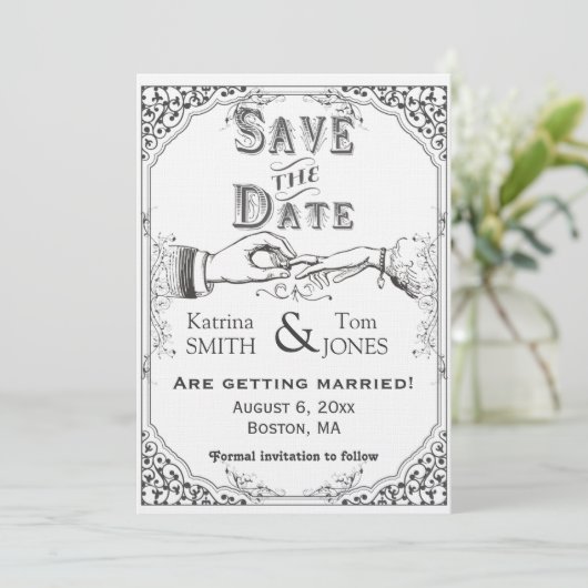 旧式のビクトリア時代の人の保存日付 招待状 (スタンド正面)