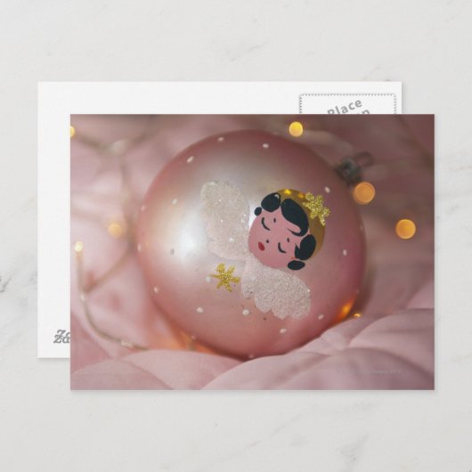 旧式のピンクのクリスマスのつまらないもの シーズンポストカード (正面/裏面)