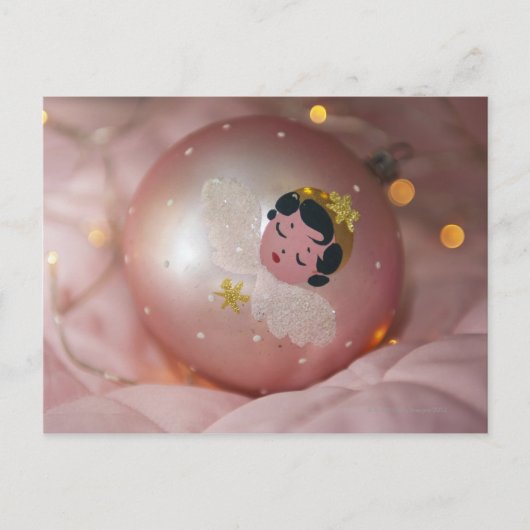 旧式のピンクのクリスマスのつまらないもの シーズンポストカード (正面)