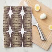 旧式のワインバレルパターン キッチンタオル (四つ折り)