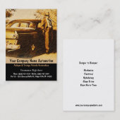 旧式の人および車のヴィンテージの写真 名刺 (正面/裏面)