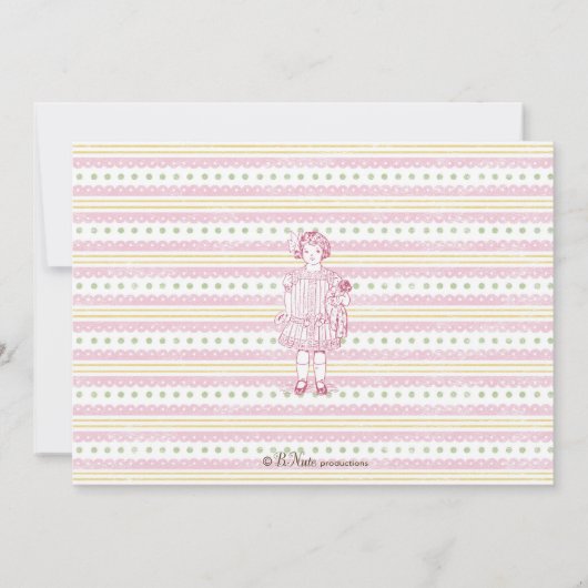 旧式の人形のパーティの招待状 招待状 (裏面)