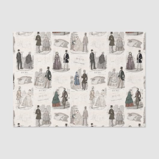 旧式の優雅のヴィンテージのフランス人のファッション 薄葉紙 (正面)