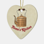 旧式の台所銅のやかんのハート セラミックオーナメント (左)