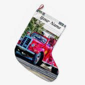 旧式の普通消防車 ラージクリスマスストッキング (正面 (吊り時))