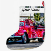 旧式の普通消防車 ラージクリスマスストッキング (裏面)