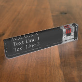 旧式の赤い蒸気の列車 デスクネームプレート (側面)