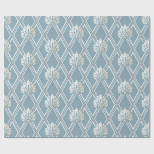 旧式の青い格子ファンの壁紙パターン ラッピングペーパー (フラット)