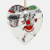 旧式の食料雑貨品店および小さな女の子 セラミックオーナメント (右)