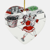 旧式の食料雑貨品店および小さな女の子 セラミックオーナメント (裏面)