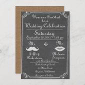 旧式の黒板の結婚式招待状 招待状 (正面/裏面)